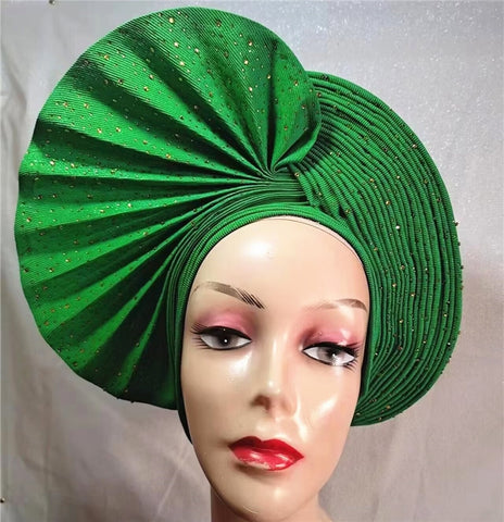 Image of sego gele headtie turbans for women hats for women auto gele headtie already made 2022 aso oke fashion bonnets head wraps-FrenzyAfricanFashion.com