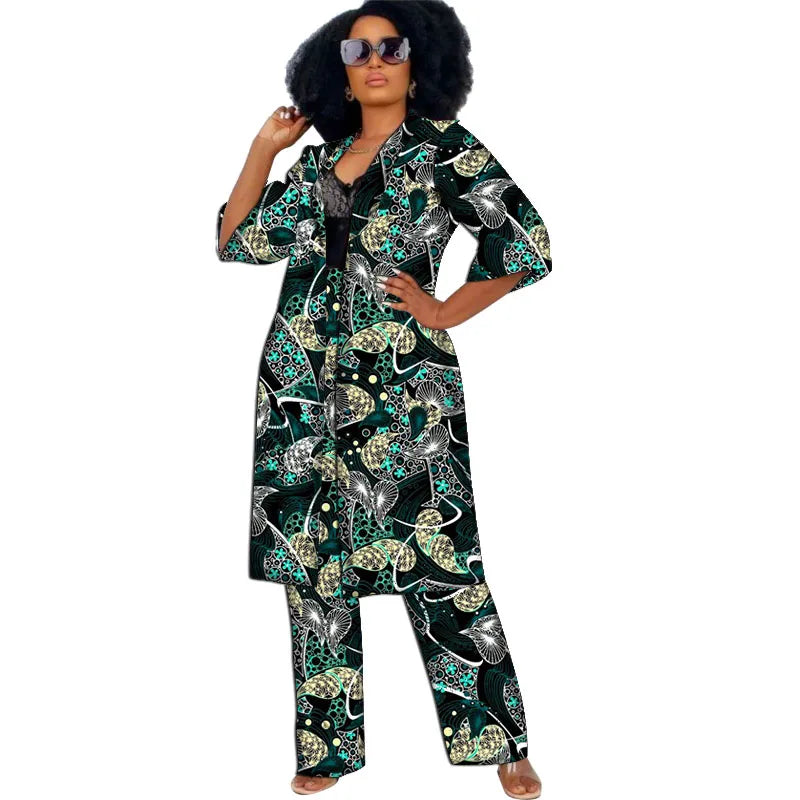 Women Clothing Set Half Sleeve Tops With Straight Pants Ankara Outfits-FrenzyAfricanFashion.com