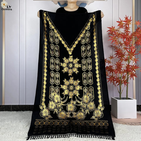 Image of Abaya Dress Short Sleeve Cotton Loose Robe With Big Scarf Maxi-FrenzyAfricanFashion.com