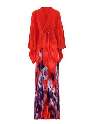 Image of Evening Party 2 Piece Set Women Belt Irregular Tops + Floral Print Long Skirt-FrenzyAfricanFashion.com