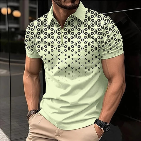 Image of Summer Men Short Sleeve Polo Shirt Fashion 3D T-Shir Lapel Golf Shirt Casual-FrenzyAfricanFashion.com