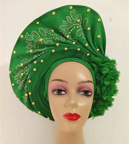 Image of sego gele headtie turbans for women hats for women auto gele headtie already made 2022 aso oke fashion bonnets head wraps-FrenzyAfricanFashion.com