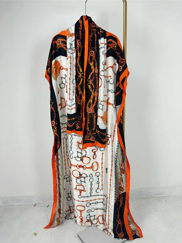 Image of Two Piece Set - Loose Bat Sleeves and Headscarf - Super Comfortable, Fashionable and Avant-garde Versatile Women's Clothing-FrenzyAfricanFashion.com