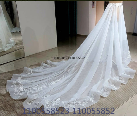 Image of Detachable Wedding train, Removable train, Wedding overskirt, detachable skirt lace appliqué skirt-FrenzyAfricanFashion.com