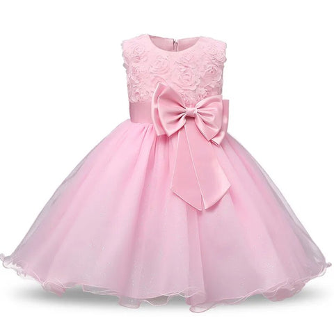 Image of Toddler Baby Girl Dress Big Bow Baptism Dress-FrenzyAfricanFashion.com