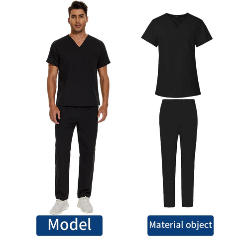 Image of Scrubs Medical Uniform Clinic Hospital Doctor Overalls V-neck Fashion Scrub Pharmacy Nurse Clothes-FrenzyAfricanFashion.com