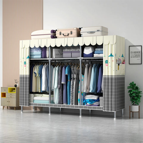 Image of Wardrobe Wardrobe with 23MM Steel Pipe Bedroom Foldable Cloth Wardrobe-FrenzyAfricanFashion.com