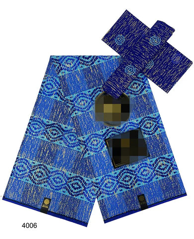 Image of Navy Kente Wax Print Ankara African Fabric Dress Craft DIY Cotton 4+2 yards-FrenzyAfricanFashion.com