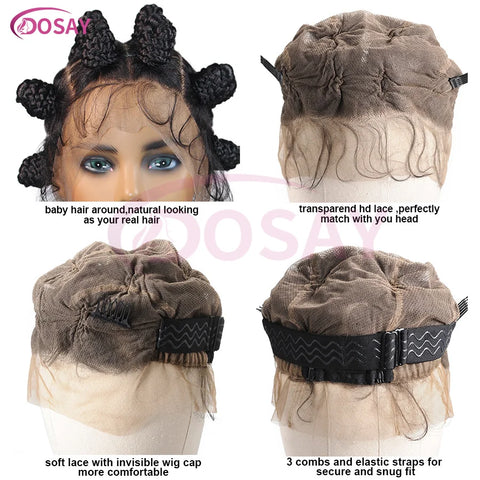 Image of Cornrow Bantu Knots Braided Wigs Full Lace Women African Twist Buns Knotless Braids-FrenzyAfricanFashion.com