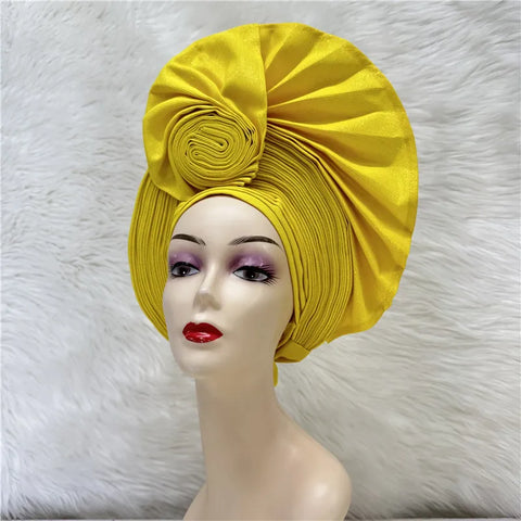 Image of Nigerian gel headgear, with stone bead, already made auto, turban, afro aso ebi gel aso oke, wide brim headgear 7L031502-FrenzyAfricanFashion.com