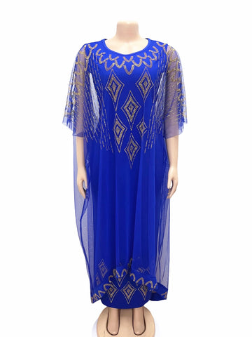 Image of Two-Piece Dresses Women Mesh Caftan Abaya Robe Clothes-FrenzyAfricanFashion.com