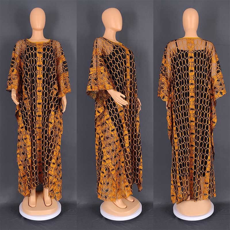 Women Half Sleeve Polyester Long Evening Dresses-FrenzyAfricanFashion.com