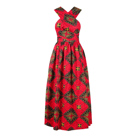 Image of african printing plus size polyester long dress-FrenzyAfricanFashion.com