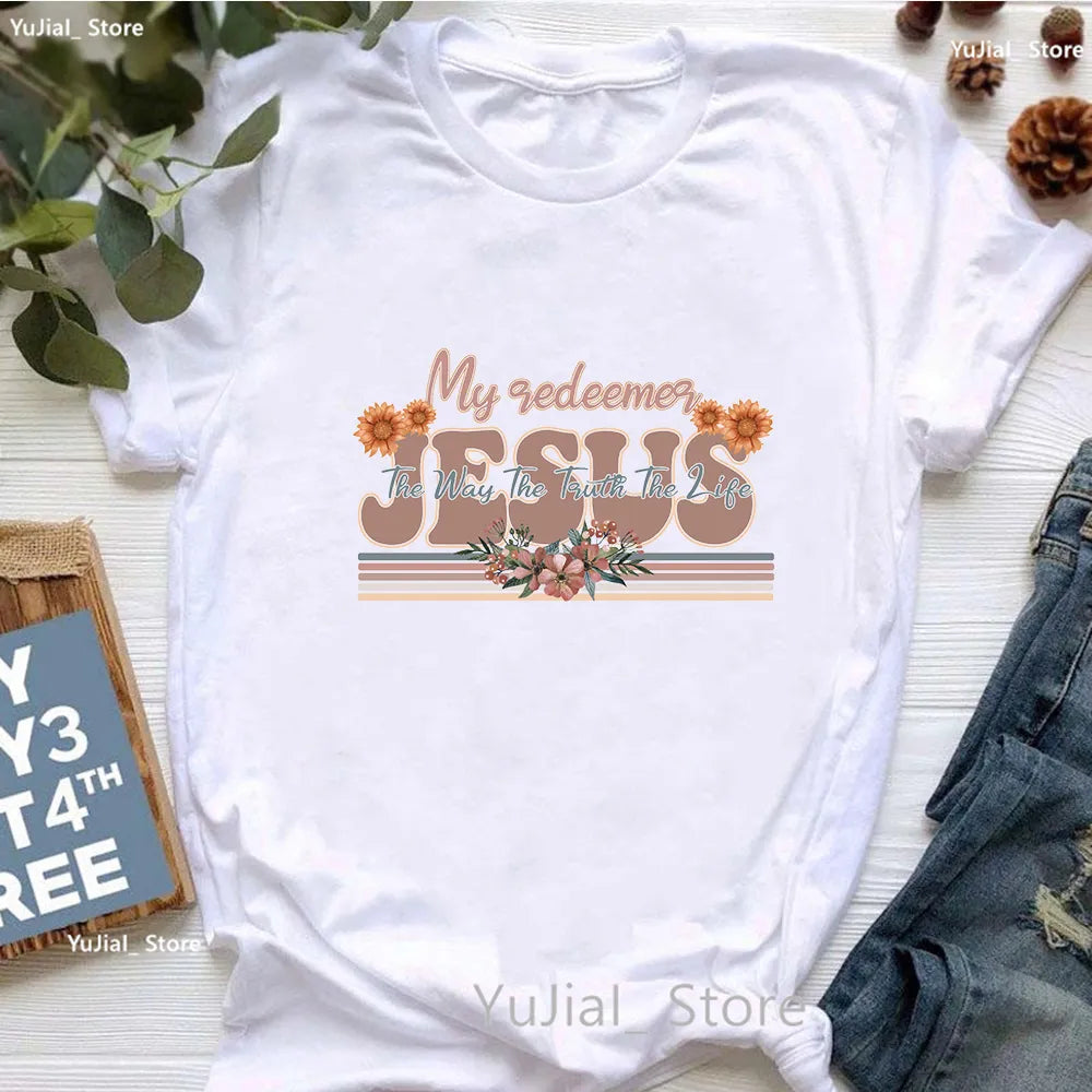 All My Hope Is In Jesus Graphic Print T-Shirt Women-FrenzyAfricanFashion.com