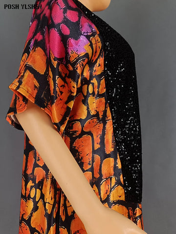 Image of Plus Size Abaya African Dresses Women Sequins Caftan Long Maxi Lenis-FrenzyAfricanFashion.com