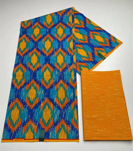 Kente Wax Prints Fabric 100% cotton Real High Quality 6 yard African Fabric for Party Dress 6 Yards-FrenzyAfricanFashion.com