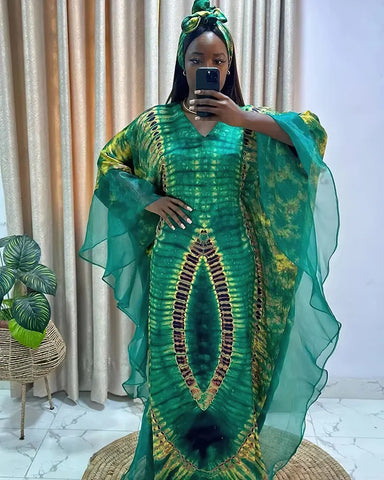 Image of African Dresses for Women Traditional Africa Clothing Dashiki Ankara Outfits Gown Abayas Robe Muslim Kaftan Maxi Long Dress 2024-FrenzyAfricanFashion.com