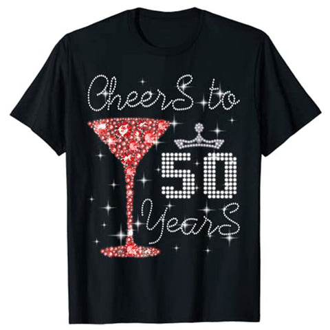 Image of Queen Princess Cheers To 50 Years Birthday T-Shirt-FrenzyAfricanFashion.com