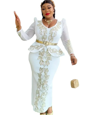 Image of Elegant African Dresses for Women 2024 New Africa Clothing Plus Size Turkey Wedding Party Long Dress Dashiki Ankara Outfits Robe-FrenzyAfricanFashion.com