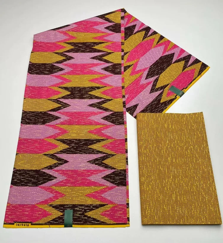 Kente Cotton African Print Wax Fabric 4+2yards Nigeria Ghana Style Sewing Dress Craft DIy-FrenzyAfricanFashion.com