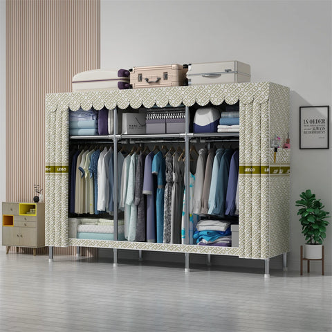 Image of Wardrobe Wardrobe with 23MM Steel Pipe Bedroom Foldable Cloth Wardrobe-FrenzyAfricanFashion.com