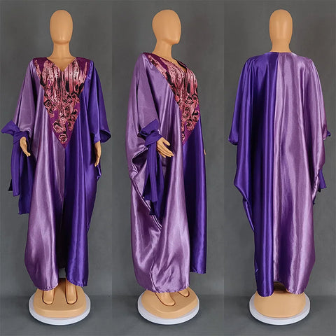 Image of Abayas Women Dubai Fashion Dress Caftan Marocain Evening Party Satin Boubou-FrenzyAfricanFashion.com