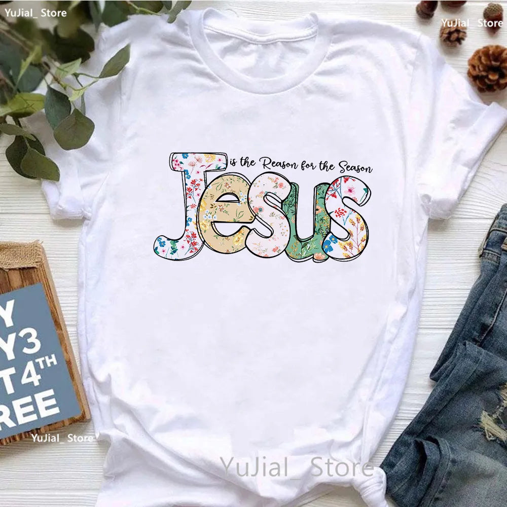 All My Hope Is In Jesus Graphic Print T-Shirt Women-FrenzyAfricanFashion.com