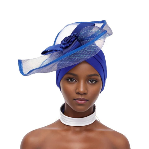 Image of Nigeria Headtie Wedding Party Headties Female Head Wrap Already Made Auto Gele African Auto Gele Women Wedding Flower Turban Cap-FrenzyAfricanFashion.com