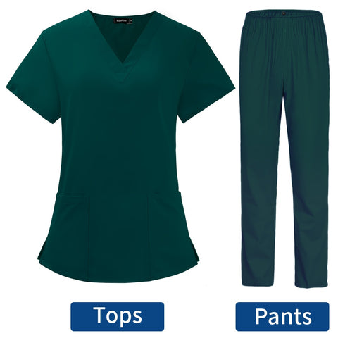 Image of Uniforms Nurse Women Thin and Light Fabric Short Sleeve Medical Clothes Scrubs Nursing Pants Elastic Medical Uniforms for Summer-FrenzyAfricanFashion.com