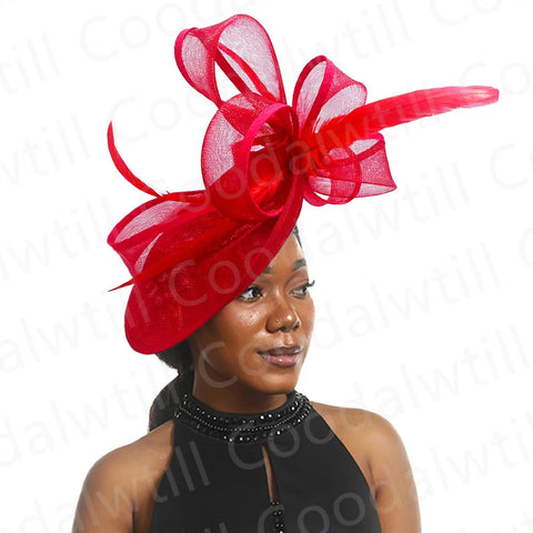 Image of Wedding Church Fascinator Hat Headpiece Women Formal Event Tea Millinery Cap Feather Kentucky Derby Race Millinery-FrenzyAfricanFashion.com