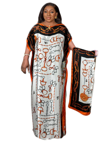 Image of Two Piece Set - Loose Bat Sleeves and Headscarf - Super Comfortable, Fashionable and Avant-garde Versatile Women's Clothing-FrenzyAfricanFashion.com