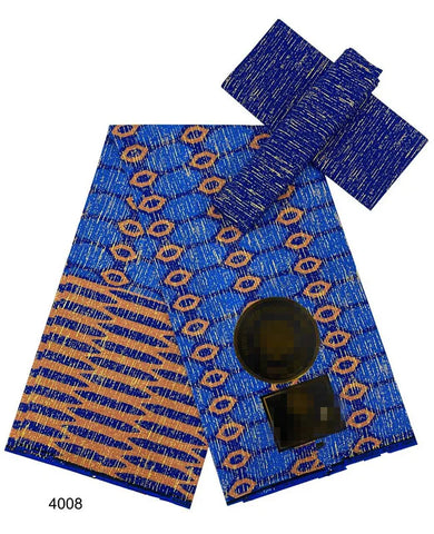 Image of Ankara African Fabric kente gold Real Wax Dress Craft DIY Cotton 4+2yards-FrenzyAfricanFashion.com