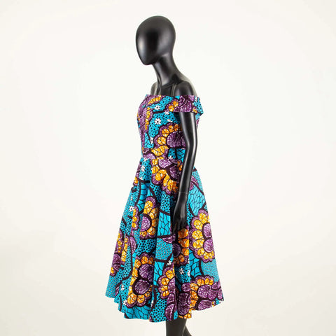 Image of Women Print Off Shoulder Traditional African Clothing Strapless Dress Ankara-FrenzyAfricanFashion.com