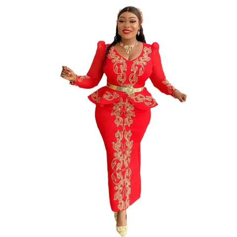 Image of Elegant African Dresses for Women 2024 New Africa Clothing Plus Size Turkey Wedding Party Long Dress Dashiki Ankara Outfits Robe-FrenzyAfricanFashion.com