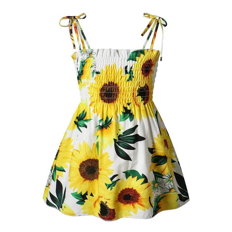 Image of Girls Sleeveless Flower Sundress Summer Beach Strap Princess Dress Cotton Children Clothes girls Casual Dresses-FrenzyAfricanFashion.com