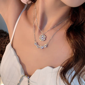 crystal heart flower pendant stainless steel necklace gold silver chain-FrenzyAfricanFashion.com