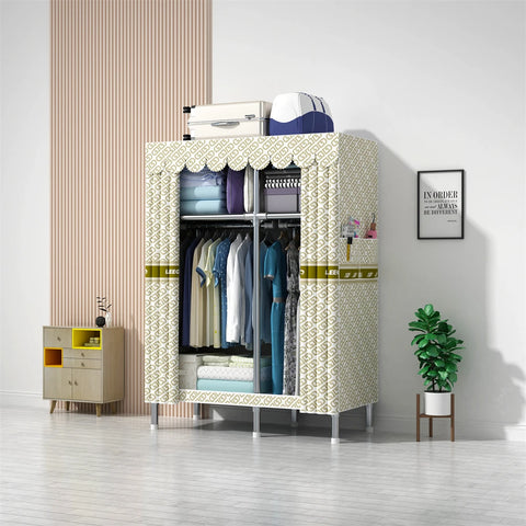 Image of Wardrobe Wardrobe with 23MM Steel Pipe Bedroom Foldable Cloth Wardrobe-FrenzyAfricanFashion.com