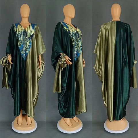 Image of Abayas Women Dubai Fashion Dress Caftan Marocain Evening Party Satin Boubou-FrenzyAfricanFashion.com