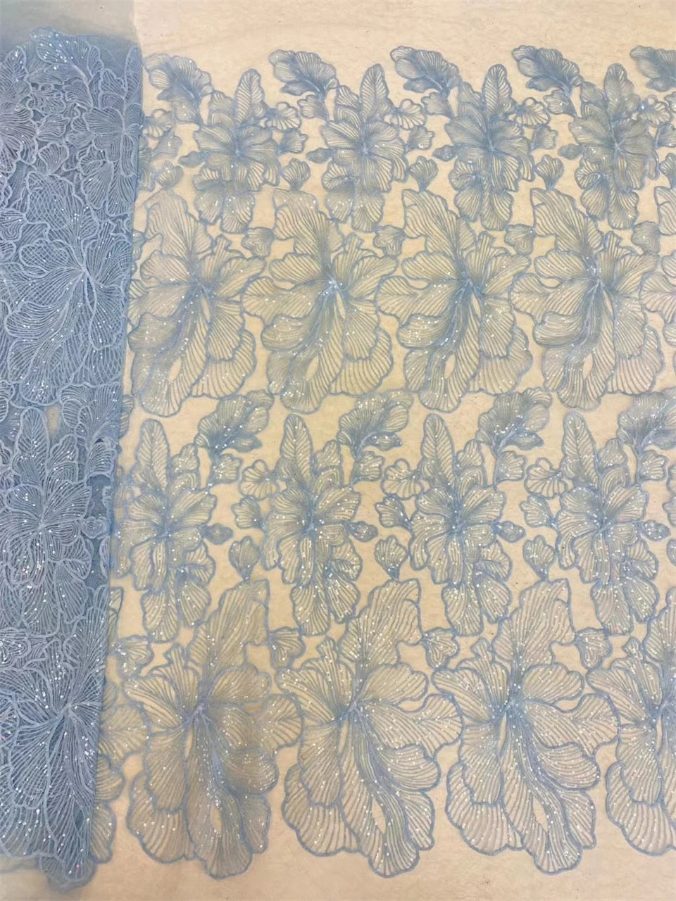 5 Yards African Sequins Lace Fabric-FrenzyAfricanFashion.com