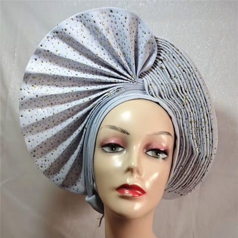 Image of sego gele headtie turbans for women hats for women auto gele headtie already made 2022 aso oke fashion bonnets head wraps-FrenzyAfricanFashion.com