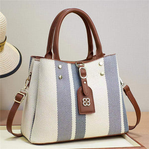 Business Women's New Handheld Crossbody Shoulder Tote Bag Striped Fashion Large Capacity Contrast Color Portable Satchel Handbag-FrenzyAfricanFashion.com