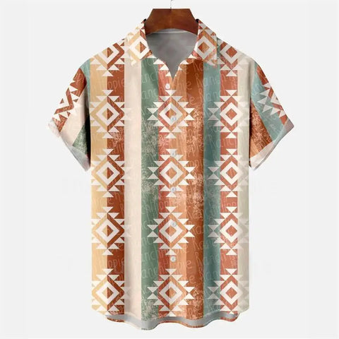 Image of Men's Casual Social Hawaiian Oversized Short Sleeve Shirt Elegant Vintage Harajuku Summer Fashion Designer Clothing Pattern Top-FrenzyAfricanFashion.com