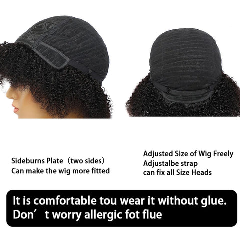 Image of Mongolian Afro Kinky Curly Human Hair Wigs Short Pixie Curl-FrenzyAfricanFashion.com