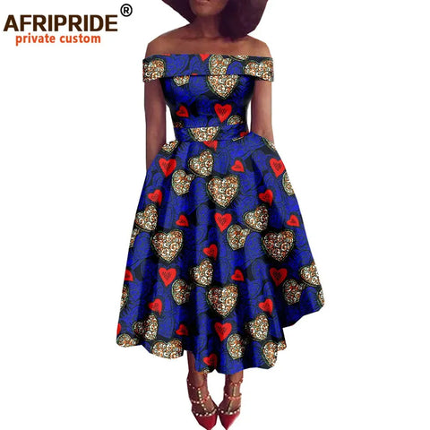 Image of Women Print Off Shoulder Traditional African Clothing Strapless Dress Ankara-FrenzyAfricanFashion.com