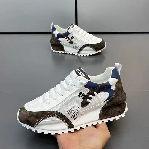 Image of Chunky Sneakers Men Running Shoes Casual Breathable Leather Mesh-FrenzyAfricanFashion.com