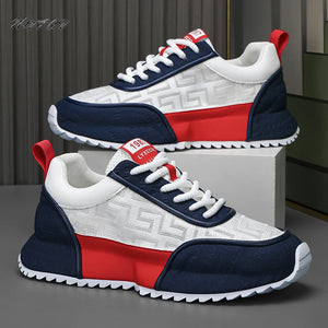 Chunky Sneakers Mens Leather Fabric Breathable Platform Shoes-FrenzyAfricanFashion.com