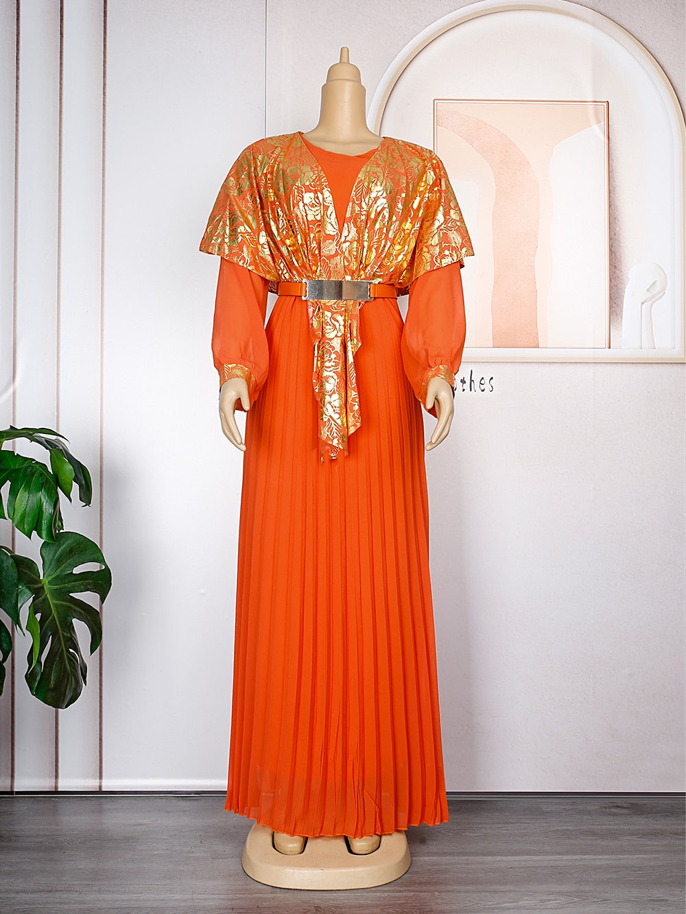 Chiffon Dresses Women Plus Size Evening Party Long Dress Dashiki Print Muslim Abaya Kaftan-FrenzyAfricanFashion.com