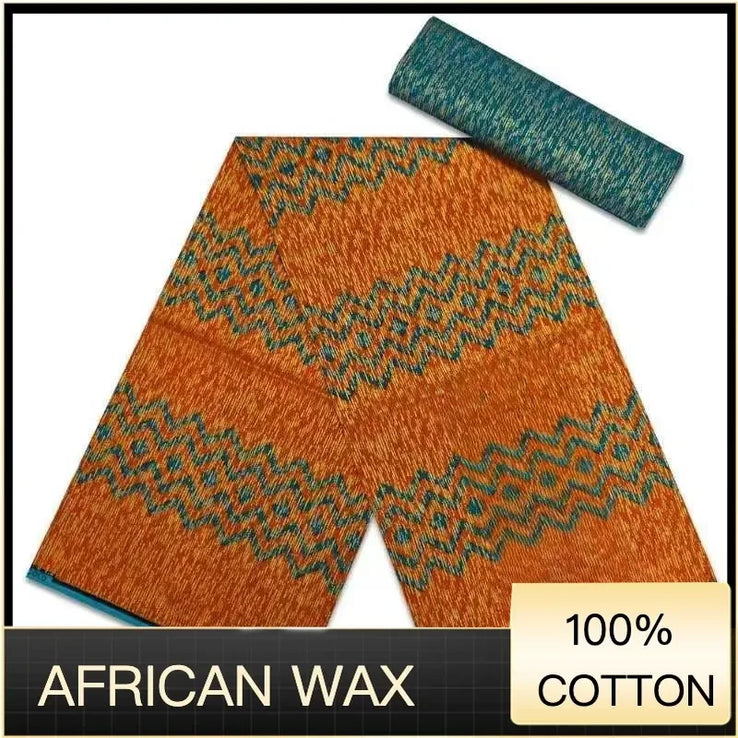 Ankara African Fabric kente gold Real Wax Dress Craft DIY Cotton 4+2yards-FrenzyAfricanFashion.com