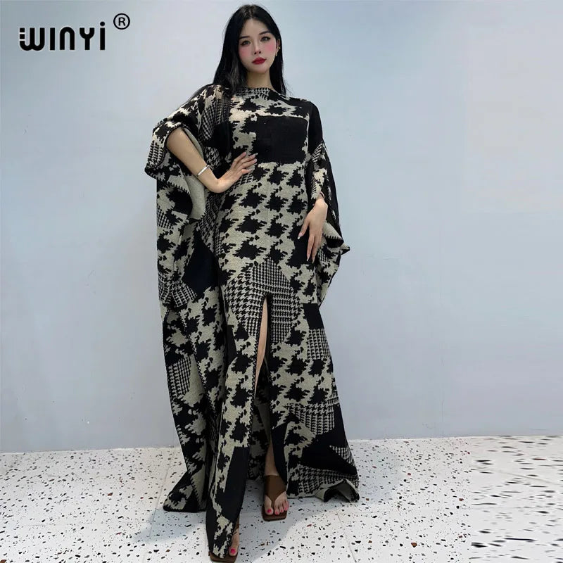 Retro Print fashion kaftan Holiday dress Women Boho Party long dress-FrenzyAfricanFashion.com