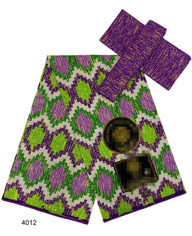 Ankara African Fabric kente gold Real Wax Dress Craft DIY Cotton 4+2yards-FrenzyAfricanFashion.com